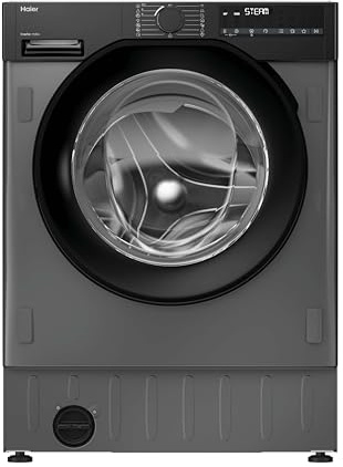 Haier Series 6 Integrated Washer Dryer, 9 Kg Wash plus 6 Kg Dry, Combined Cycle Class D, 1600 RPM, hOn App Connectivity, Anti-Bacterial Treatment, Graphite and Black, 60x53x82 cm - BHA6S696M6DB9R80