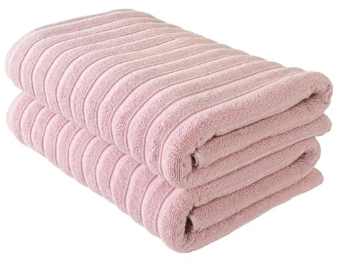BERIBO Cloud Turkish Towel Set 100% Cotton 620gsm (Rose Quartz, 2 Bath Towels)