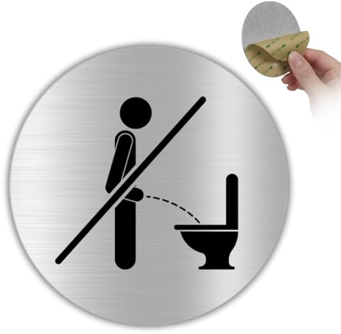 LEIASA | Señal Prohibido Orinar - 10x10 cm - Aluminio - Placa No Orinar - Cartel Adhesivo Higiene - Indicador Zona Limpia - Rótulo Advertencia Circular - Grosor 0.8mm - (No Pis Pie)
