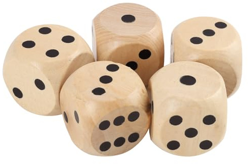 Lot de 5 Grands dés en Bois de 30 mm, Cubes en Bois Massif pour Jeux de société, activités éducatives, projets de Bricolage DIY et décoration Rustique