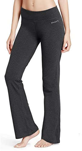 baleaf Pantaloni da Yoga Donna Pantaloni Campana Donna con Vita Alta Tasca Interna Tanspirante Comodo Pantaloni Sportivi a Casa Grigio 30 inch L