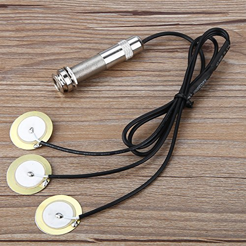 Tbest Piezo Pickup per Chitarra, 300-1 Microfono Piezo 3 in 1 Ricambio, Pick-Up Endpin Jack 6 mm di Ricambio