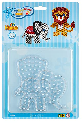 HAMA - Blister 2 Plates: Lion and Elephant: for Iron on Beads Size Maxi - Creative Activities