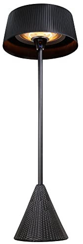 Lowry LFPTH5 2.1KW Freestanding 210cm High Outdoor Black Electric Graden Patio Heater with 3 Heat Settings, Halogen Heating Element, Touch & Remote Control, Fabric Shade