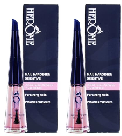Herome 2-Pack Nagelhärter Sensitive - Nagelverstärker Garantiert Feste Nägel Innerhalb von 30 Tagen. Mit Keratin, ohne Formaldehyd (Nail Hardener Sensitive) - 2 * 10ml.
