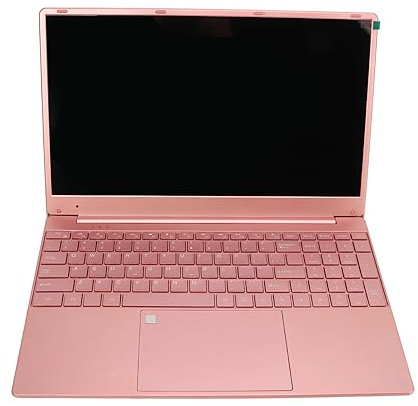 PUSOKEI 15,6 Zoll Laptop Pink, 16 GB LPDDR RAM 512 GB ROM IPS Display Quad Core 2,9 GHz CPU Laptop Computer mit Hintergrundbeleuchteter Tastatur, Fingerabdruckleser, für Windows 11(16+512G)