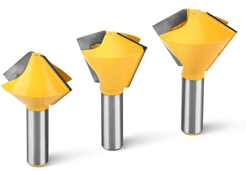 Birdsmouth 3 Pcs 1/2 Router Bits for Solid Wood, Hardwood, Chipboard, Carbide Rod, Multi-Sided Wood Milling Cutter for Glue Joints
