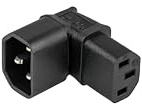 kabelmeister Stromadapter Kaltgeräte-Stecker C14 an Kaltgeräte-Buchse C13, Oben/unten abgewinkelt, schwarz