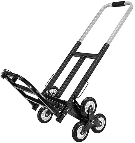 RUBYOH Chariot de Courses Pliable, Diable pour Monter Les escaliers, Chariot à Longueur de poignée réglable pour escaliers, Sol Plat, Chariot d'épicerie avec Roues muettes