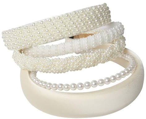 Cuizhiyu 5PK White Pearl Headbands for Women Girls Cute Pearl dainty Headbands Bling Faux Pearls Hairbands Wedding Hair Accessories hair hoop headband