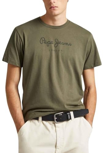 Pepe Jeans T-Shirt Eggo N pour Homme, Vert (Vert Militaire), XL, Vert (Vert Militaire)., XL