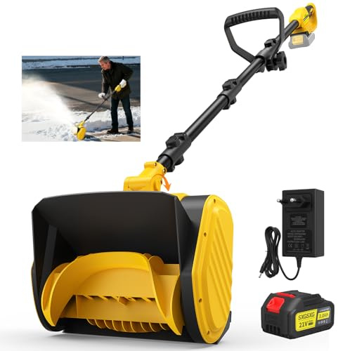 Fresa Spazzaneve A Batteria - Fresa Neve Spazzaneve Elettrico con Motore Brushless 21 V, 2400 Giri/Min, Larghezza di Lavoro 28 cm, Profondità Massima Della Neve 15 cm (Giallo)