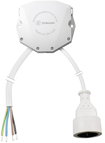 EHMANN Boîte de raccordement professionnelle pour cuisinière avec câbles de raccordement pré-confectionnés pour plaque de cuisson de 5 m et four de 5 m, montage en saillie, bornes à levier certifiées