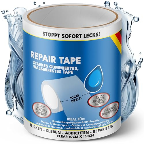 ATG® Ripara piscina sott’acqua – nastro sigillante impermeabile trasparente 10×150 cm, nastro adesivo per liner piscina, PVC, buchi, perdite e crepe senza svuotare