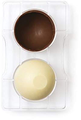 Decora, 0050093 Molde de chocolate de media bola con base Ø 75 200 x 120 x 22 mm, moldes profesionales, de policarbonato, para hacer chocolates 3D brillantes y perfectos. Modelos patentados.