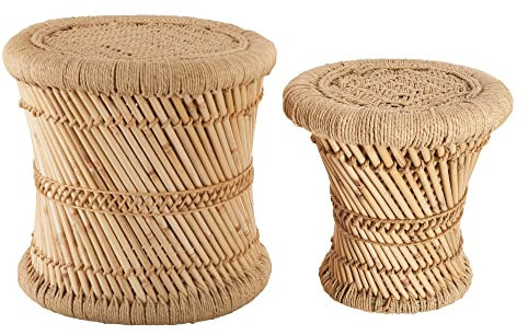 Atmosphera - Set aus 2 Beistelltischen aus Seil - Beige