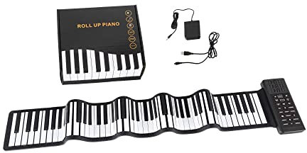 McGrey RA-88 Rollpiano - Faltbares Klavier zusammenrollbar für Transport - Li-Ionen Akku - Praktisch & leicht - Super für unterwegs - Für Kinder & Erwachsene geeignet - Inkl. Ladekabel und Pedal