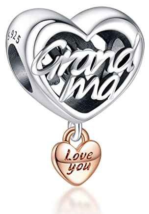 Annmors Charm Love you Grandma Heart Argent Sterling 925 Breloque Bead Compatible pour Européen Bracelets Valentine's Day Mother's Day Gifts for Women
