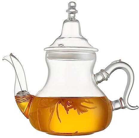 BURLOE Marokkanische Teekanne Aus Messing Kunststoffgriff Orientalische Kanne Kaffeekanne Für Saft Milch Arabische Teekanne Für Hause Nachmittagstee,1200ml