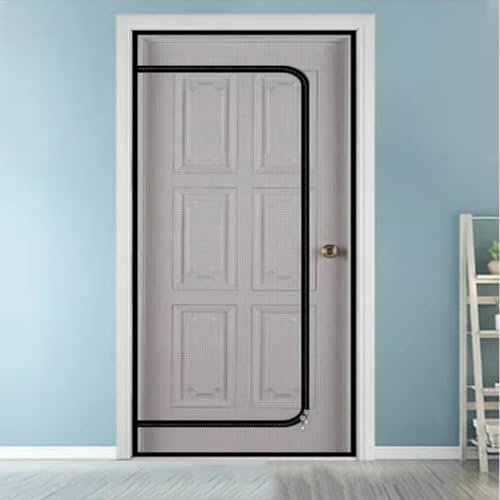 Miaogoo Moustiquaire pour porte de balcon avec fermeture éclair, maille adhésive durable - Ventilation - Pour porte-fenêtre - 120 x 220 cm - Noir D