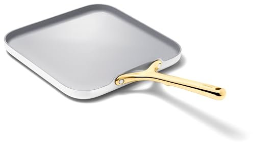 Caraway Square Griddle Pan - 11” Square Pan - Non-Stick Ceramic Coated - Non Toxic, PTFE & PFOA Free - Oven Safe & Compatible with All Stovetops - White
