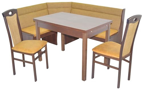 moebel direkt online Eckbankgruppe (4teilig) Caro III Nussbaum/Gelb