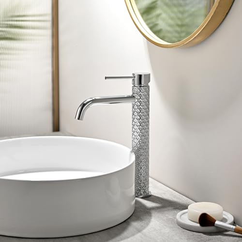 TIMACO Chrom Waschtischarmatur Wasserhahn Bad Waschtischarmatur Einhebel-Mischbatterie Badarmatur Waschbecken Badezimmer Kaltes und Heißes Wasser Vorhanden