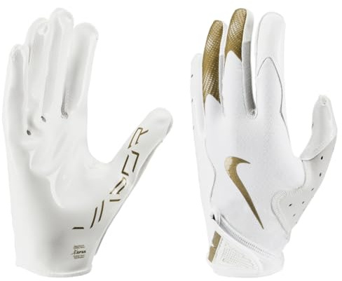 Nike Vapor Jet 8.0 Football Gloves White | White | Met Gold Large