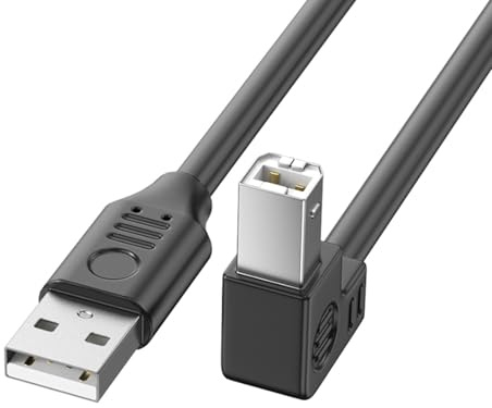 Câble d'imprimante USB 2.0 de type A mâle vers type B haute vitesse 480 Mbit/s coudé à 90 degrés pour bureau et usage domestique 5 m