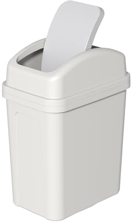 Zopnny Cubo de basura pequeño de 7 litros con tapa oscilante, cubo de basura de plástico, color gris