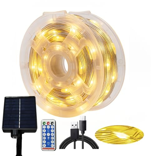 Luci Solari Da Giardino Catena Luminosa Esterno 30 Metri,300 Led Catena Luce Campeggio Batteria Luci Giardino Energia Solare E Usb Carica,Luce Solari Da Giardino Decorative Balcone (trasparente)