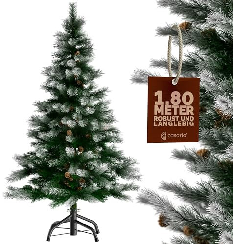 CASARIA® Árbol de Navidad Artificial Nevado Altura 180cm 810 Puntas con Soporte Agujas PVC Pino Arvore de Natal Decoración Navideña Exterior