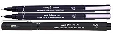UNI-BALL PIN DRAWING PEN FINELINER ULTRA FINE LINE MARKER 0.3mm BLACK Ink - [Pack of 3]