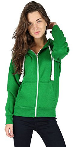 Parsa Fashions Ladies Plain Zip Up Hoodie Womens Fleece Hooded Top Long Sleeves Front Pockets Soft Stretchable Comfortable (Jade Green/M)