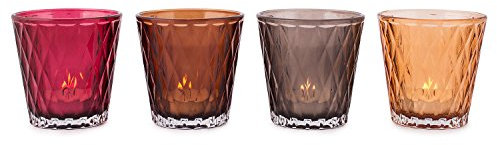pajoma Kerzenhalter ''Modern Winter'', 4er Set in Rot,Braun, Orange & Grau, H 7,4 x Durchmesser 7,4 cm