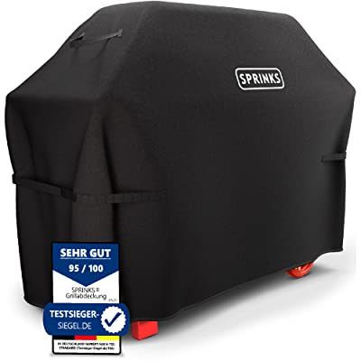 SPRINKS® Grillabdeckung WETTERFEST Grill Abdeckhaube Hochwertige Grill Abdeckung für Weber, Napoleon, Enders - EXTRA Griffen Gasgrill Oxford 600D Gewebe [147x61x122cm] - Grill Cover (Schwarz)
