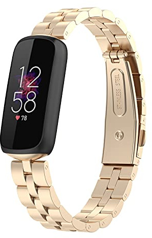 Chofit Bracelets compatibles avec Fitbit Luxe bracelet, remplacement réglables en acier inoxydable en métal d'affaires Bands Montre pour luxe activité traqueur (Or)