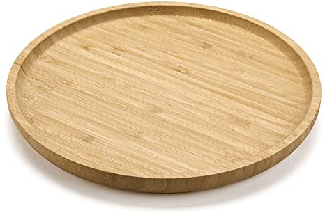 Vassoio Rotondo in Bambù, Vassoio per Servire in Legno, Vassoio Decorativo per Tavolino da Caffè, Cocina (25 x 25 x 2 cm)