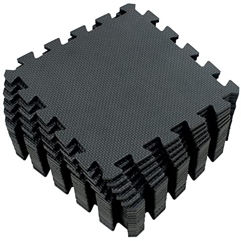 Yostrong® 18 Tiles Interlocking Puzzle Foam Baby Play Mat for Playing - EVA Babies Crawling Mat | Rubber Floor Work Out Mats for Home Gym. Black. YOC-Db18N