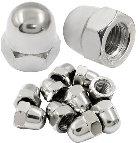 Hitefu 10PCS M12-1.75mm Acorn Cap Nuts, Stainless Steel Hex Cap Dome Head Nuts Locknuts, Bright Finish