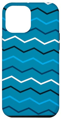 Hülle für iPhone 13 Pro Max Light Blue Dark Blue Zigzag Waves Ocean Modern Pattern