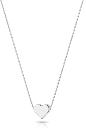 Zeffy Silver Necklace - Silver Heart Necklace for Women Tiny Cute Heart Choker Simple Dainty Silver Jewelry for Women Trendy Gifts