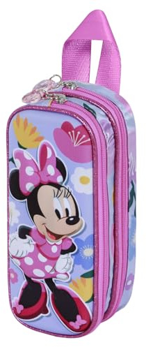 Disney Minni Mouse Spring-Astuccio 3D Doppio, Lilla, 22 x 9,5 cm