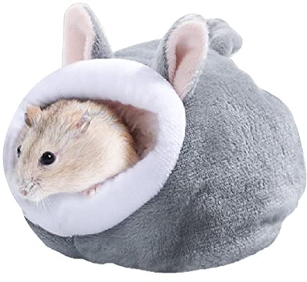 Lotsdonxia Cozy Winter Hamster Nest, Miniature Soft & Warm Pet House, Adorable Sleeping Abode for Tiny Animals（Grey）