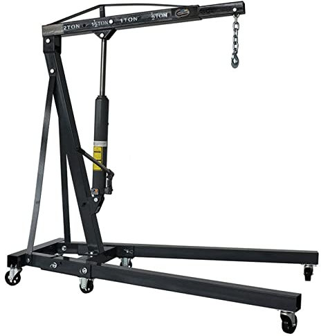 Sollevatore idraulico professionale da 2 tonnellate con telaio pieghevole e ruote, capacità 2000 kg, gamma di sollevamento da 0 a 182 cm, per sollevamento del cavalletto del motore