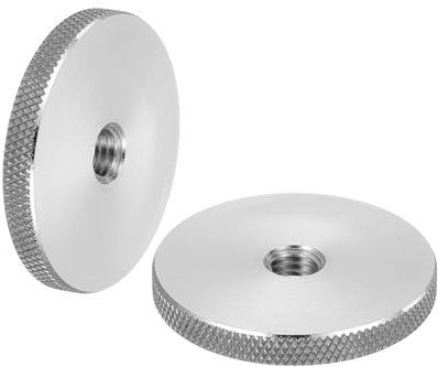 sourcing map 2 Pcs M8 Flat Knurled Thumb Nuts, 304 Stainless Steel Flat Head Diamond Knurled Through Hole Lock Adjusting Nuts Fasteners for Electronic, Machine, D40 x H5mm