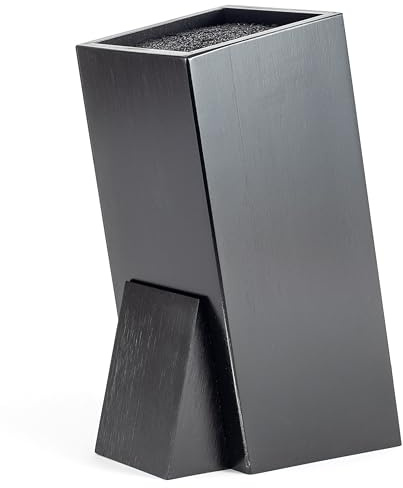 Hanseküche Bloc à couteaux - Porte-couteaux sans couteau - Planche à couteaux en bois (bambou noir, carré, incliné simple)