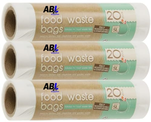 3 x 20 sacchetti per rifiuti alimentari da 5 l – 60 sacchetti compostabili per rifiuti alimentari, sacchetti biodegradabili per bidoni della spazzatura da cucina, sacchetti verdi da 5 litri, sacchetti