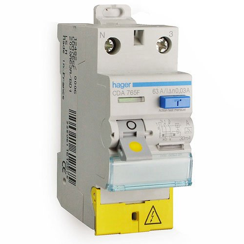 interruttore differenziale hager - 63a - 30 ma - 2 poli - tipo a - vite/vite - bd