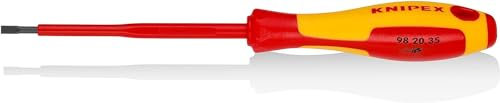 KNIPEX Schraubendreher für Schlitzschrauben isolierender Mehrkomponenten-Griff, VDE-geprüft brüniert 202 mm, 98 20 35